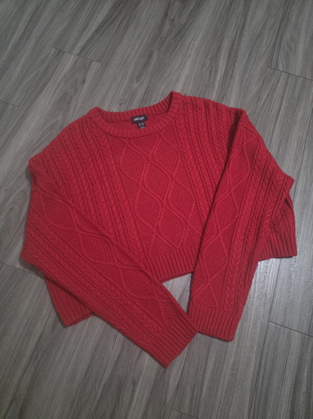 Beautiful Red Cable-Knit Sweater